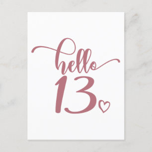 13th Birthday Women Hello 13 Cute 13 Years Old Briefkaart