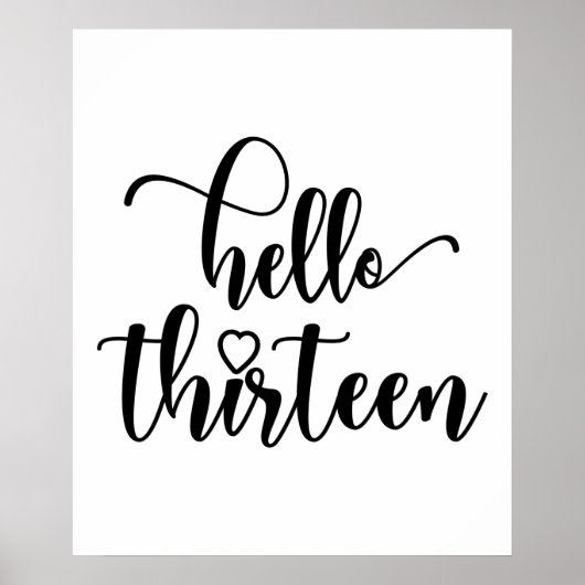 13th Birthday Women Hello 13 Cute 13 Years Old Poster (Voorkant)