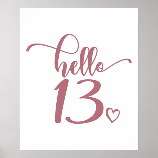 13th Birthday Women Hello 13 Cute 13 Years Old Poster (Voorkant)
