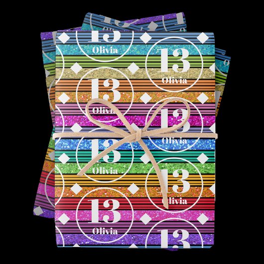 13th BirthdayCustom Naam Leeftijd Wrapping Paper S