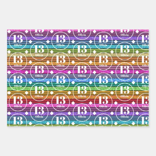 13th BirthdayCustom Naam Leeftijd Wrapping Paper S (Voorkant 3)
