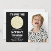 13th Black Volleyball Birthday Invitations w foto Kaart (Voorkant)