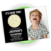 13th Black Volleyball Birthday Invitations w foto