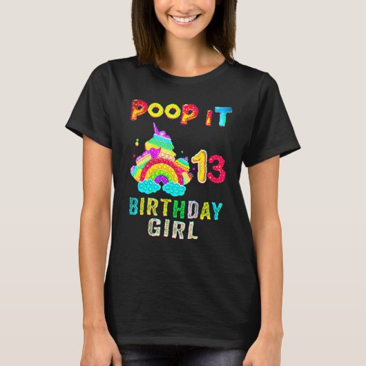 13th Fidget Pop It Birthday Girl Party Thirteen 13 T-shirt (Voorkant)