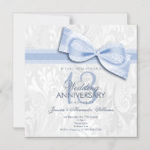 13th Lace Wedding Jubileum Damask en Faux Bow Magnetische Uitnodiging (Voorkant)