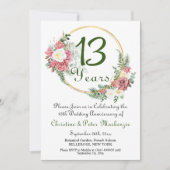 13th Lace Wedding Jubileum Rozen Goud Lijst Kaart (Voorkant)
