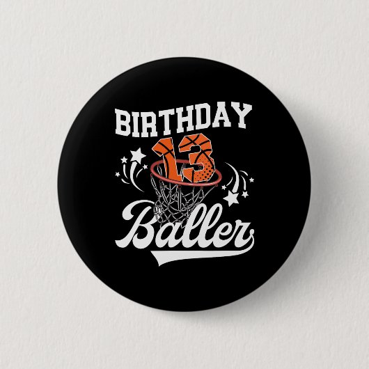 13th Sketll Birthday Thirteen Year Old Sketll Play Ronde Button 5,7 Cm (Voorkant)