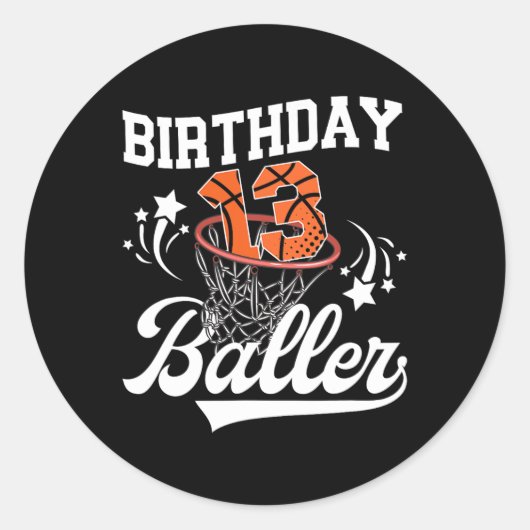 13th Sketll Birthday Thirteen Year Old Sketll Play Ronde Sticker (Voorkant)