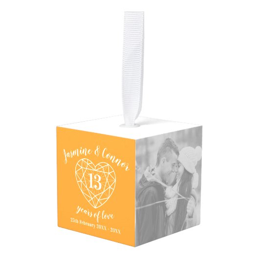 13th Wedding Jubileum aangepaste fotocitrine Decoratie (Voorkant hoekig)