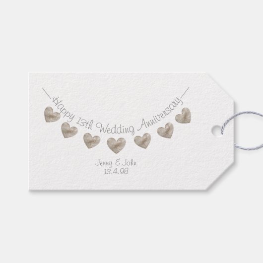 13th Wedding Jubileum cadeau label Cadeaulabel (Voorkant (Horizontaal))