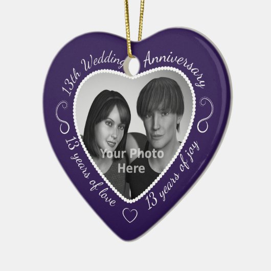 13th Wedding Jubileum Foto Keramisch Ornament (Links)