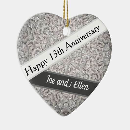 13th Wedding Jubileum, Lace Jubileum Keramisch Ornament (Rechts)