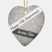 13th Wedding Jubileum, Lace Jubileum Keramisch Ornament (Links)