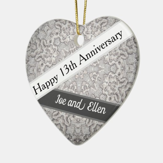 13th Wedding Jubileum, Lace Jubileum Keramisch Ornament (Links)