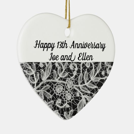 13th Wedding Jubileum, Lace Jubileum Keramisch Ornament (Rechts)