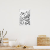 13x19 kleuren poster met uil (Keuken)