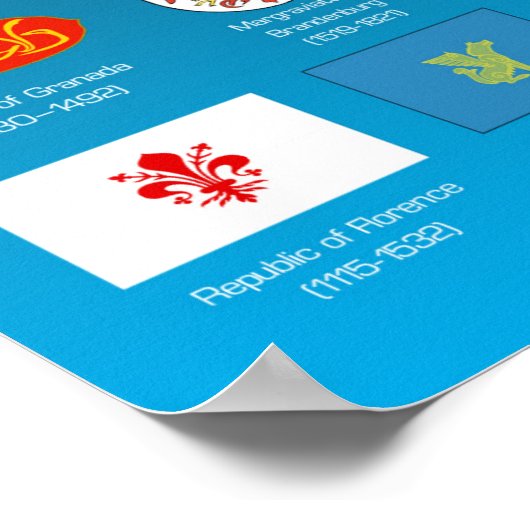 1400 AD-vlaggen van de wereld Poster (Hoek)