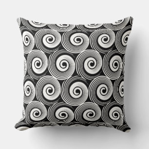 140216 Spirals - White on Black Kussen
