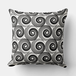 140216 Spirals - Zwart op wit Kussen
