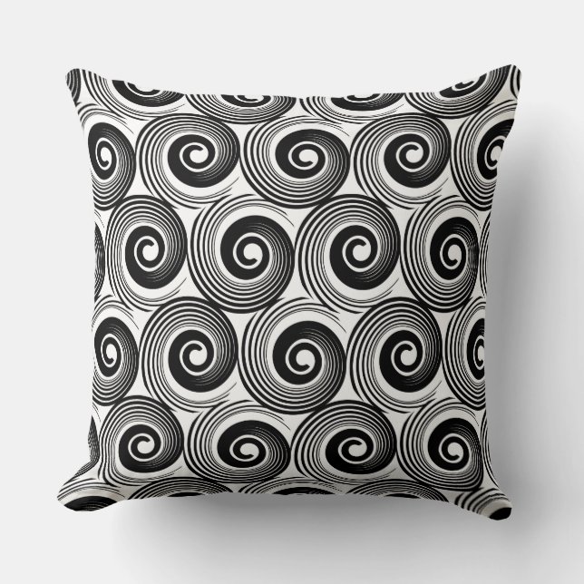 140216 Spirals - Zwart op wit Kussen (Voorkant)