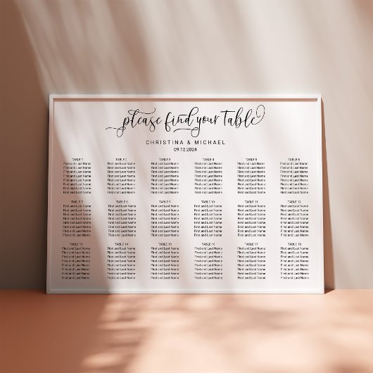 140-150 gasten 18 Tabellen horizontale stoelentabe Poster