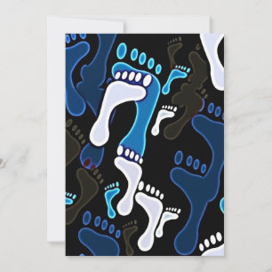 140 GROEISBLAUW ZWARTE WITTE FOOTSTEPS PATROON TER