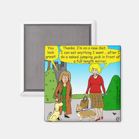 1411 Jumping Jack Diet Cartoon Magneet (Voorkant / Achterkant)