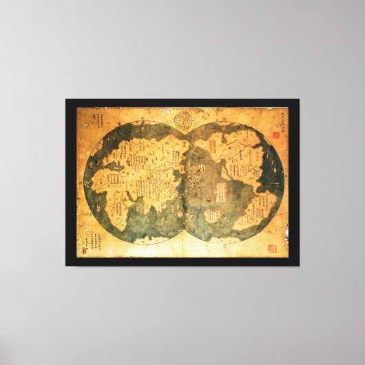 1418 Chinese Wereldkaart door Gavin Menzies Canvas Afdruk (Voorkant)