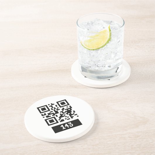 143 geheim QR codebericht, decodeer het en zeg het Zandsteen Onderzetter (Zijkant)