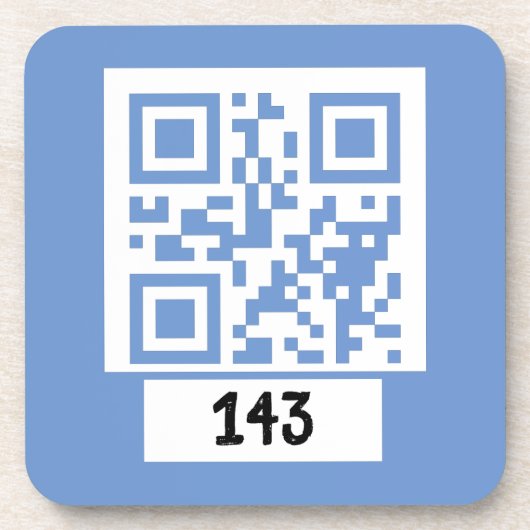 143 geheim QR codebericht, decodeer het, zeg het.  Bier Onderzetter (Voorkant)