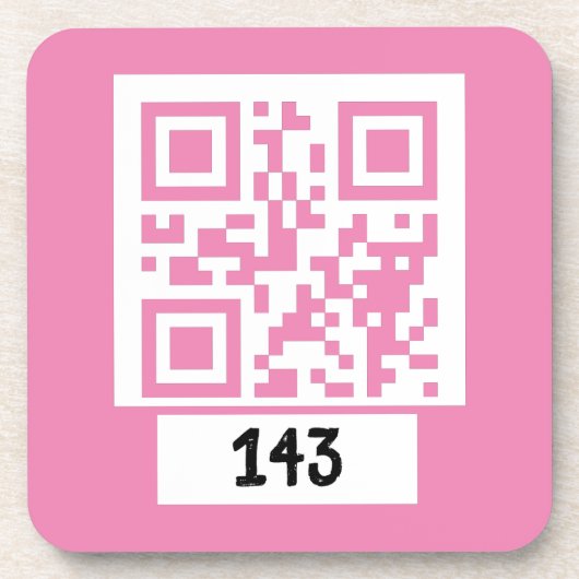 143 geheim QR codebericht, decodeer het, zeg het.  Bier Onderzetter (Voorkant)