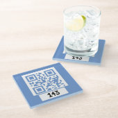 143 geheim QR codebericht, decodeer het, zeg het.  Glazen Onderzetter (Schuin)