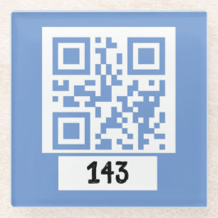 143 geheim QR codebericht, decodeer het, zeg het. Glazen Onderzetter
