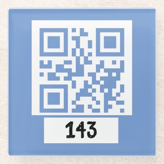 143 geheim QR codebericht, decodeer het, zeg het.  Glazen Onderzetter (Voorkant)