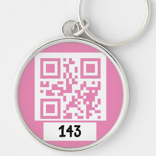 143 geheim QR codebericht, decodeer het, zeg het.  Sleutelhanger (Voorkant)