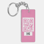 143 geheim QR codebericht, decodeer het, zeg het.  Sleutelhanger (Voorkant Links)