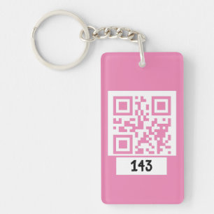 143 geheim QR codebericht, decodeer het, zeg het. Sleutelhanger