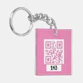 143 geheim QR codebericht, decodeer het, zeg het.  Sleutelhanger (Voorkant Links)