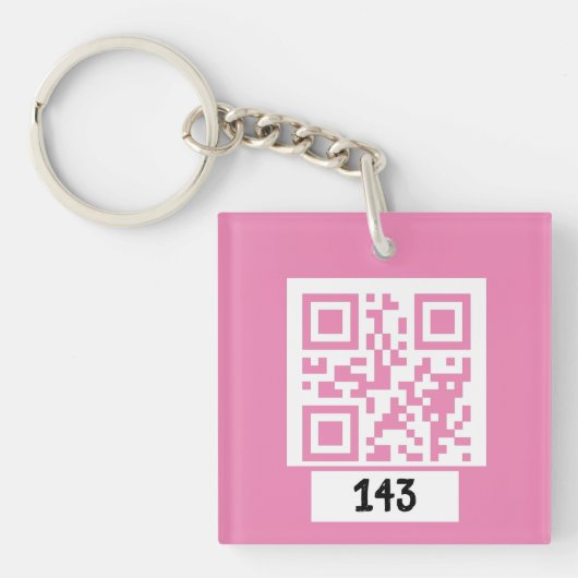 143 geheim QR codebericht, decodeer het, zeg het.  Sleutelhanger (Voorkant)
