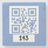 143 geheim QR codebericht, decodeer het, zeg het.  Stenen Onderzetter (Voorkant)