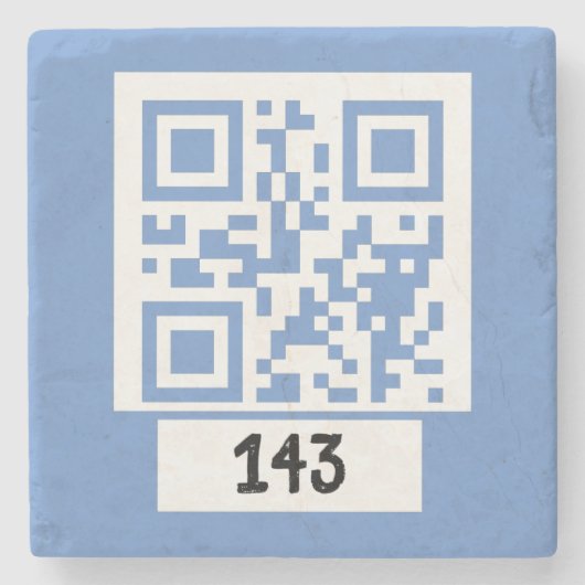 143 geheim QR codebericht, decodeer het, zeg het.  Stenen Onderzetter (Voorkant)