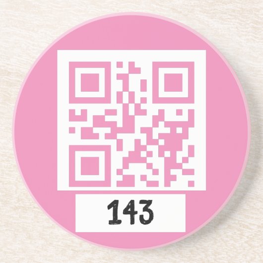 143 geheim QR codebericht, decodeer het, zeg het. Zandsteen Onderzetter (Voorkant)