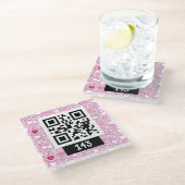 143 geheime QR-code bericht, zeg het decodeer het. Glazen Onderzetter (Schuin)