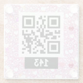 143 geheime QR-code bericht, zeg het decodeer het. Glazen Onderzetter (Achterkant)
