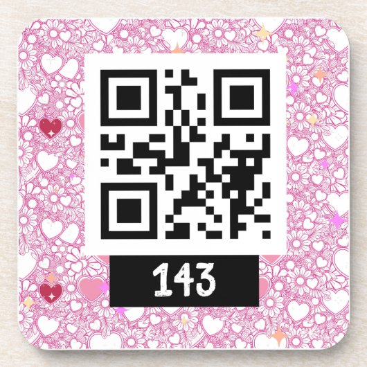143 geheime QR-codebericht, zeg het decodeert het. Bier Onderzetter (Voorkant)