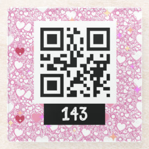 143 geheime QR-codebericht, zeg het decodeert het. Glazen Onderzetter