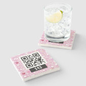 143 geheime QR-codebericht, zeg het decodeert het. Stenen Onderzetter (Zijkant)