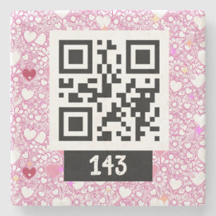 143 geheime QR-codebericht, zeg het decodeert het. Stenen Onderzetter