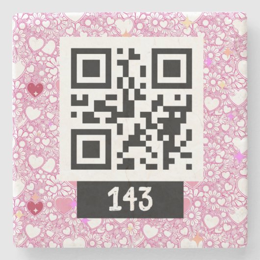 143 geheime QR-codebericht, zeg het decodeert het. Stenen Onderzetter (Voorkant)