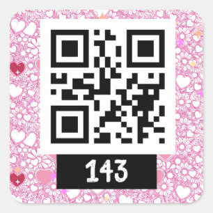 143 geheime QR-codebericht, zeg het decodeert het. Vierkante Sticker